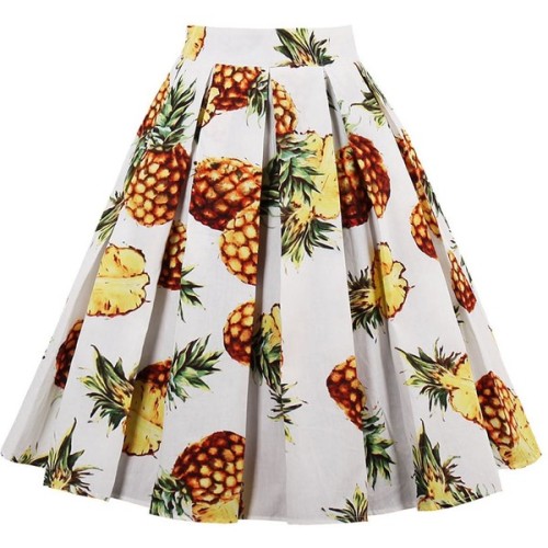 polyvore women& 039;s fashion clothing skirts twinkledeals white high waisted skirt high waisted knee length skirt pineapple skirt white pleated skirt white knee length skirt