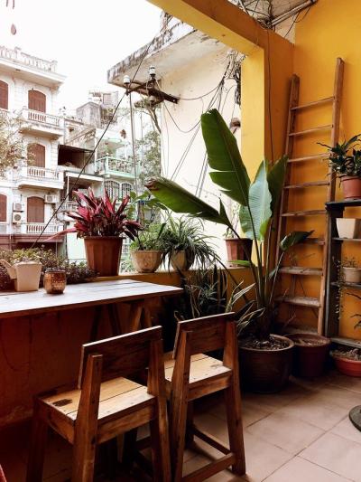 The balcony of my Airbnb in Hanoi, Vietnam