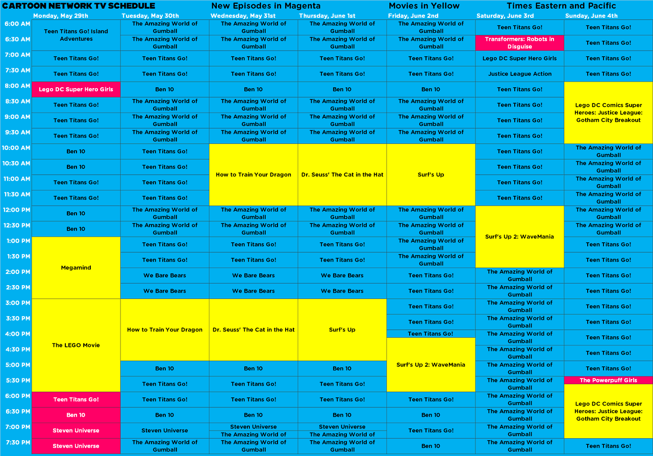 It's d-man — Here is Cartoon Network’s Schedule in the USA for...