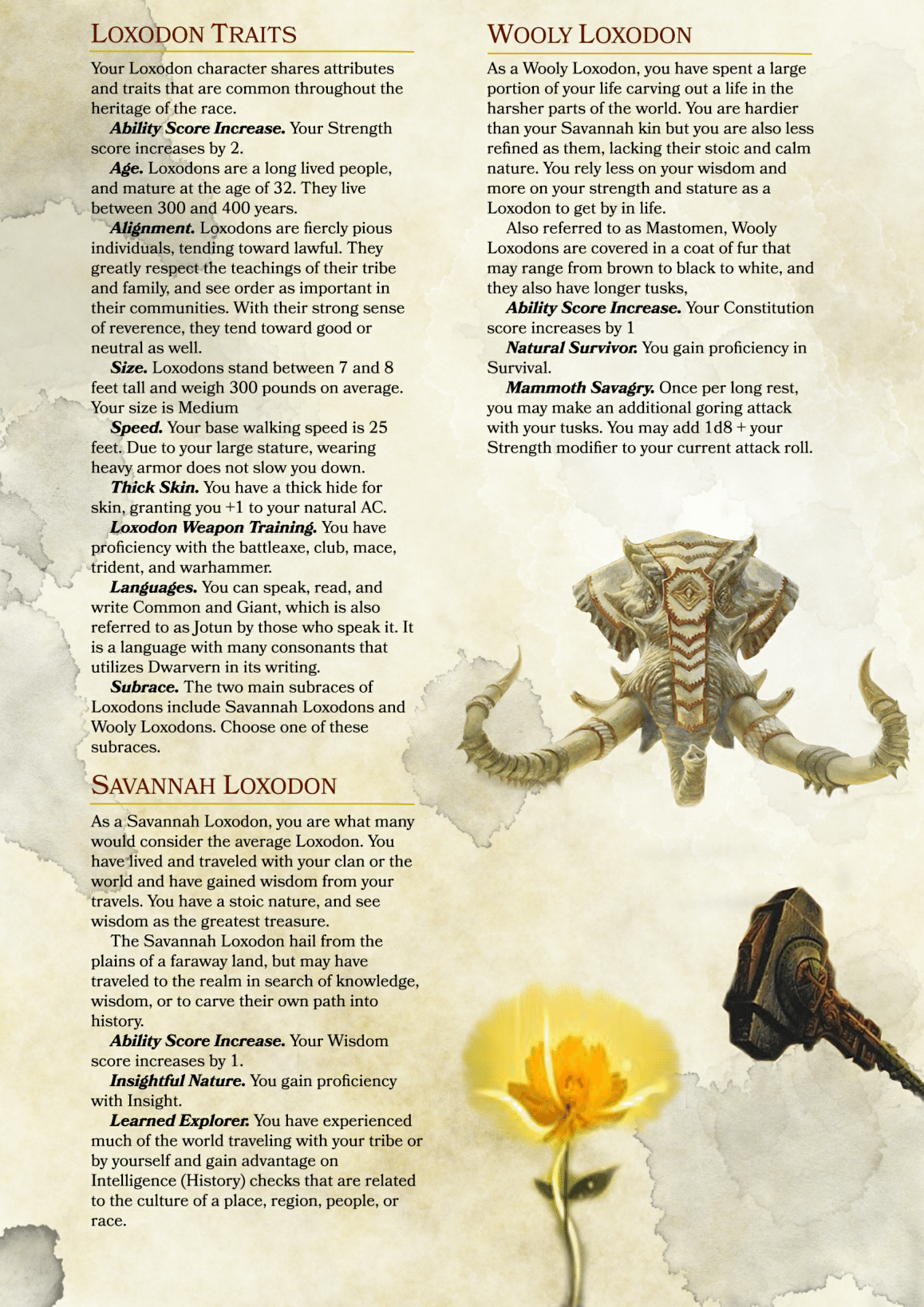 DnD 5e Homebrew — Loxodon race by SamuraiKatz