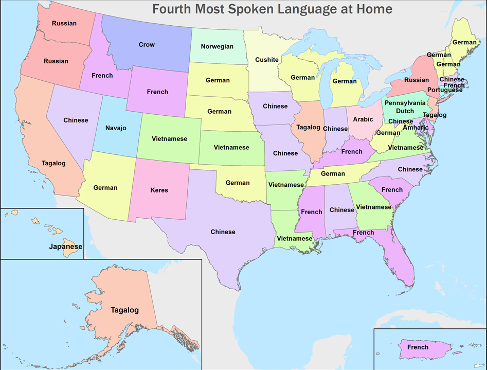 Fourth most common language by US state. Related:... - Maps on the Web