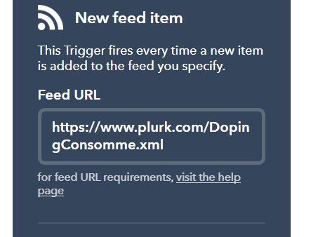 If New feed item from https://www.plurk.com/DopingConsomme.xml, then Create a text post on your Tumblr blog - IFTTT