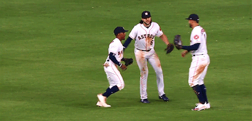 the astros outfield celebrates a win over the red sox with their traditional fortnite jubilation dance 05 31 18 - baseball players doing fortnite dances