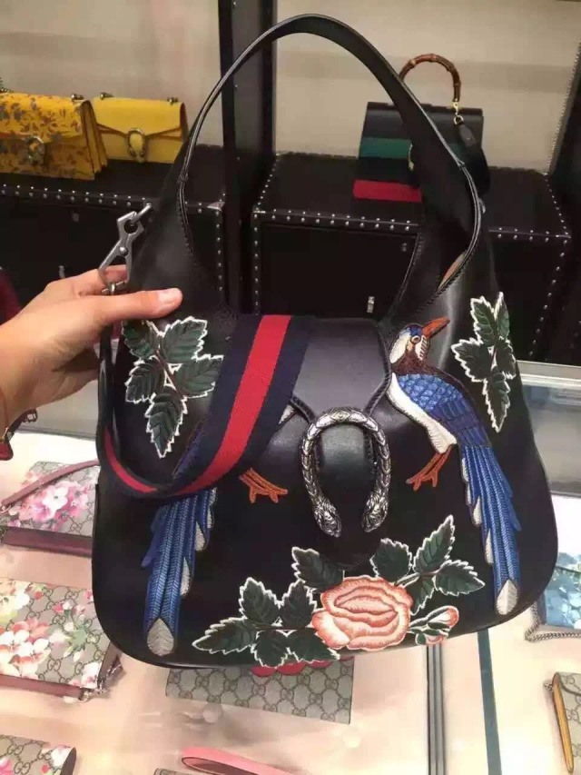 louis vuitton bag shopper — Gucci Dionysus Embroidered Hobo Bag 446687 Black