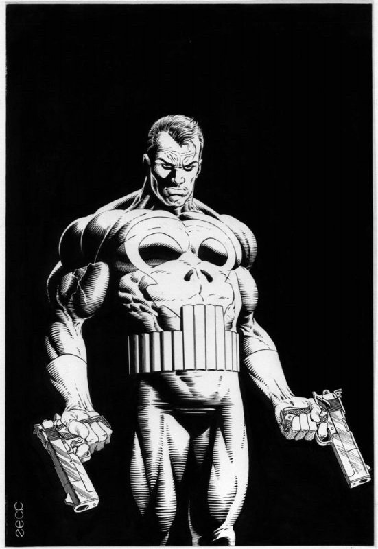 Ungoliantschilde — some black and white artwork by Mike Zeck.