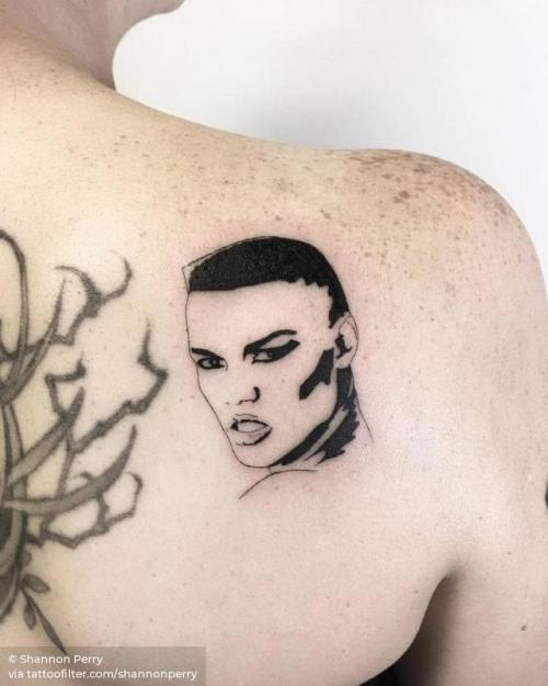 By Shannon Perry, done in Los Angeles. http://ttoo.co/p/29610 small;patriotic;women;united states of america;character;facebook;blackwork;shoulder blade;twitter;portrait;shannonperry;jamaica;other;music;grace jones