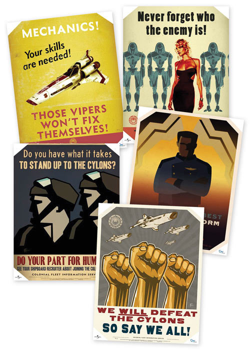feathers: conundrum: ThinkGeek :: Battlestar Galactica Propaganda Posters :: Zoom!
“ So say we all.
”
Questa sera negli USA ricomincia BSG (fonte: Oh my TV)