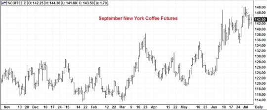 Royal New York Market Watch New York Coffee Futures chart