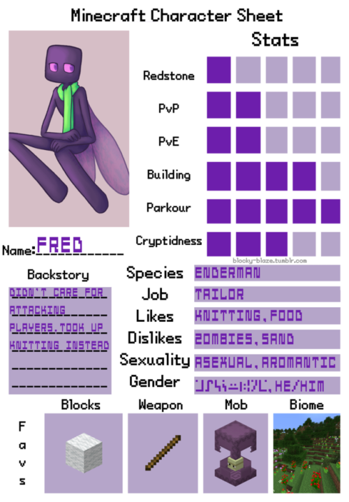 minecraft character sheet | Tumblr