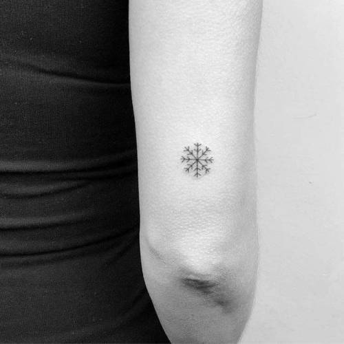 By Cagri Durmaz, done in Istanbul. http://ttoo.co/p/119370 small;winter;snowflake;micro;line art;tricep;tiny;cagridurmaz;ifttt;little;nature;minimalist;four season;fine line