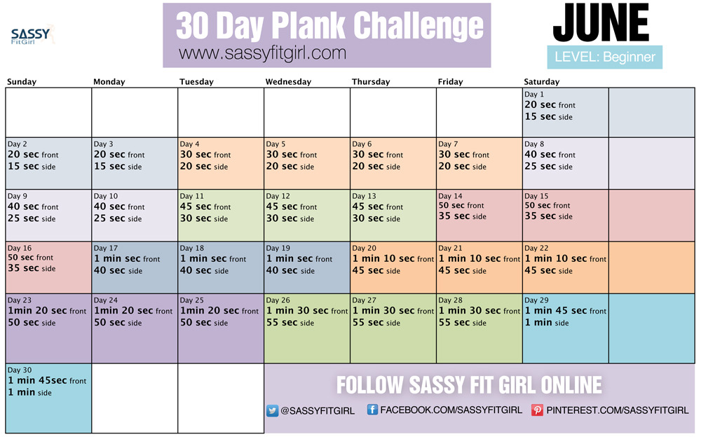 Printable Plank Challenge Chart