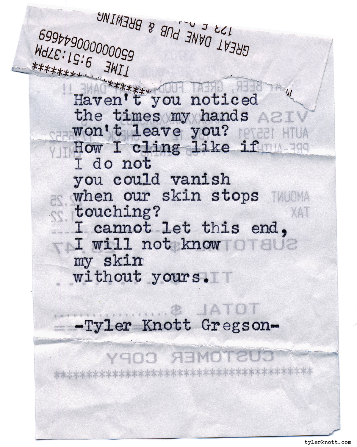 Tyler Knott Gregson — Typewriter Series #1008 by Tyler Knott Gregson ...