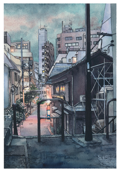 mattjabbar:“Tokyo at Night” is DONE!A series of ten watercolor...