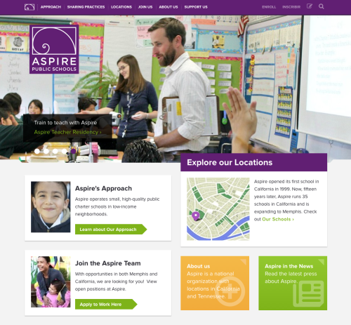 Aspire Public Schools - One of the top-performing large school systems in the U.S., serving predominantly low-income students. Aspire Public Schools provide 12,000 students in grades K-12 with a rigorous, college-preparatory education. They seek to...