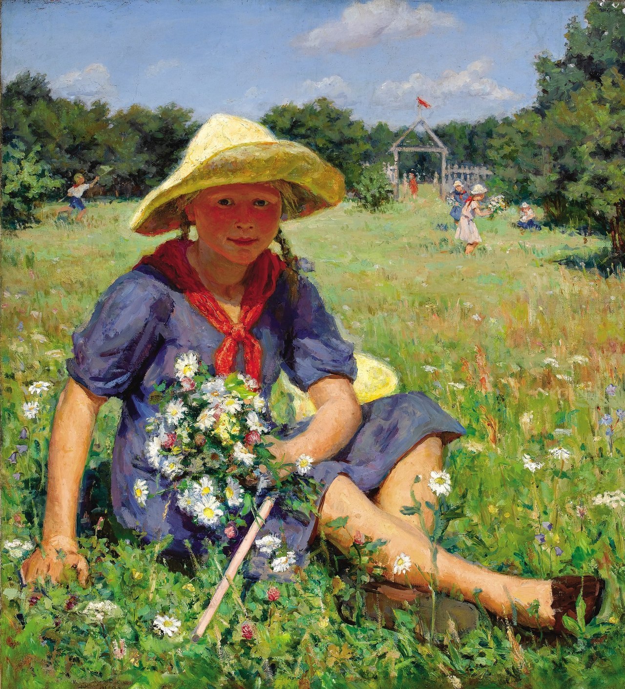 Soviet art. “Picking Flowers” by Gleb Barabanschikov (1945)