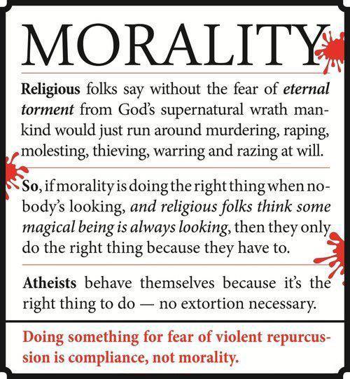 Secular morality is about balancing how individuals and society will be affected.
Religious morality is about how the believer’s afterlife standing will be affected.