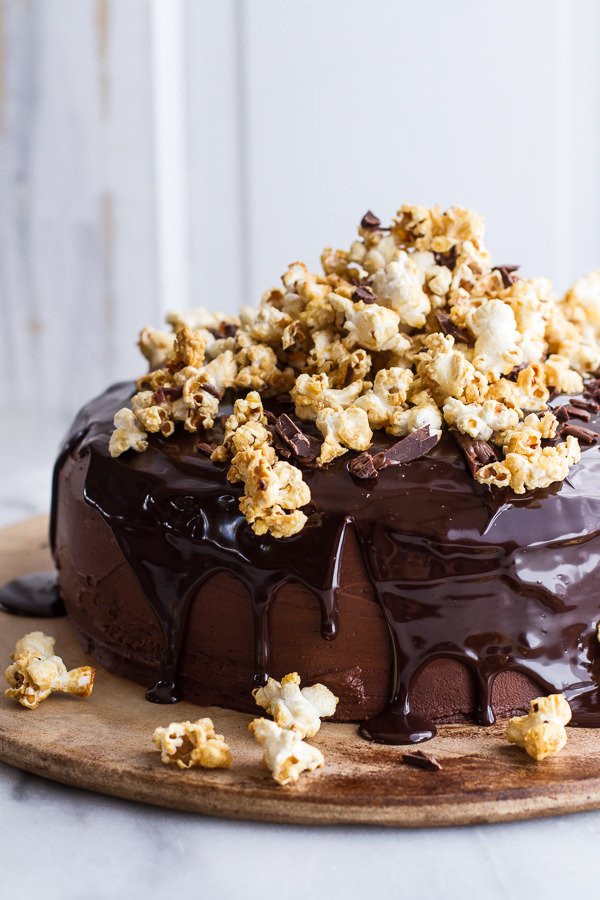 Hazelnut Chocolate Cake with Ganache and Hazelnut Popcorn