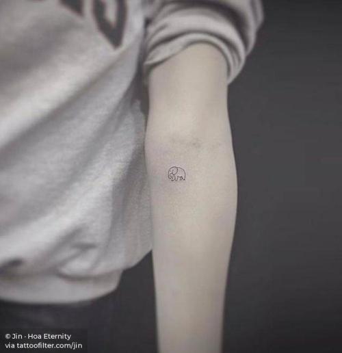 By Jin · Hoa Eternity, done at Mischief Tattoo, Manhattan.... small;elephant;good luck;jin;micro;line art;animal;tiny;ifttt;little;minimalist;inner forearm;other;fine line