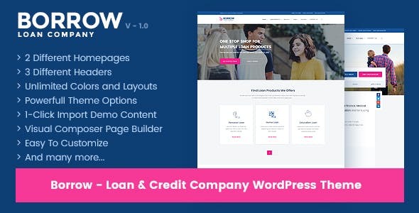 Borrow v1.4.8 - Loan Company Responsive WordPress Theme Nulled