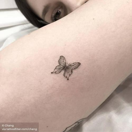 By Chang, done at West 4 Tattoo, Manhattan.... insect;small;chang;micro;butterfly;animal;tricep;tiny;ifttt;little;illustrative