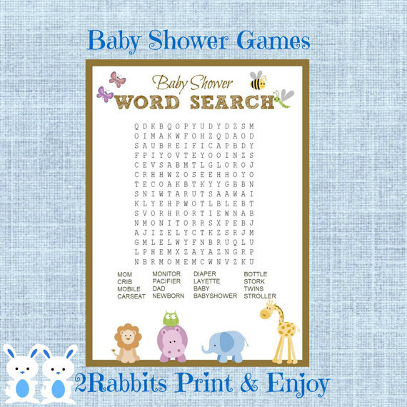 2Rabbits Print & Enjoy — Safari Jungle Animal Baby Shower Word Search ...