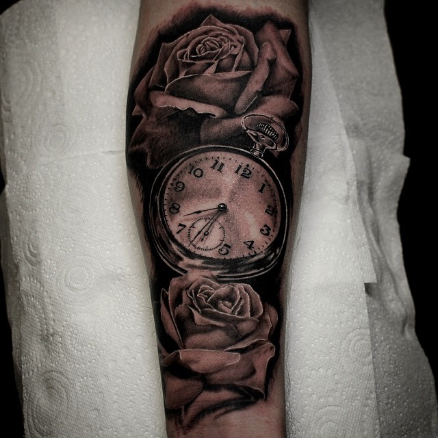 timepiece rose tattoo timepiece rose tattoo