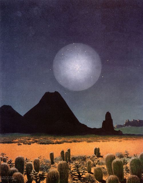 thevaultofretroscifi:Chesley Bonestell, An Infrasun forming...