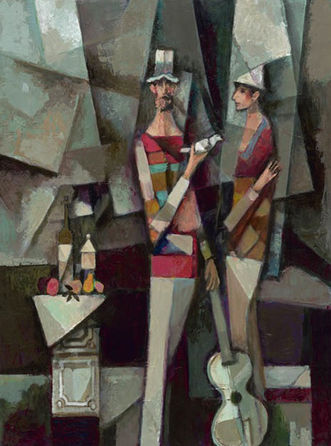 music-in-art:
â€œDavid Pryor Adickes (nÃ© en 1927) - Two with Bird & Guitar, oil on canvas
â€