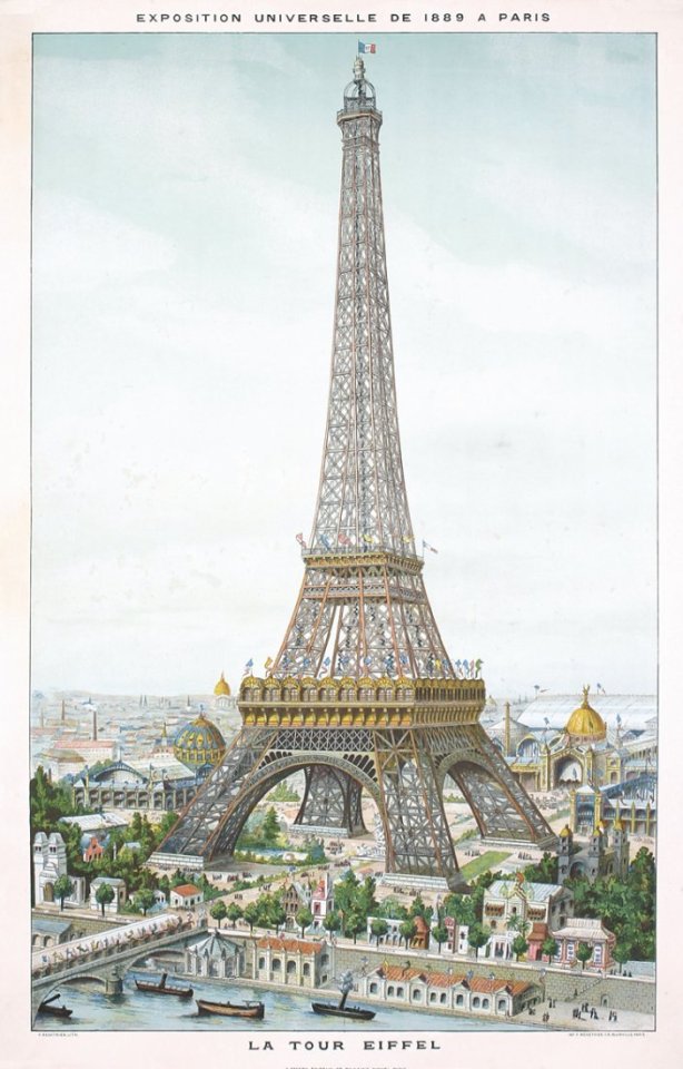 Design is fine. History is mine. — Eiffel Tower, poster for “Exposition