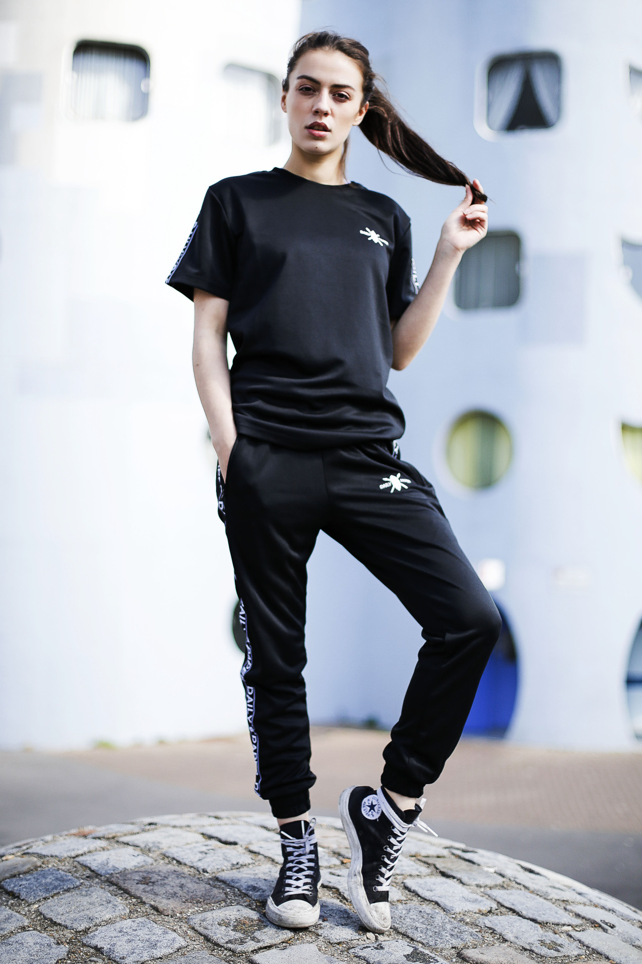 daily paper track pants black