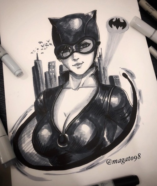 magato:Inktober Day 3.CatWoman !! really fun drawing her for...