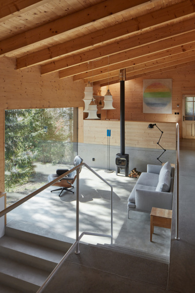 Small multi-level living space of wood and concrete built on the stone foundations of a century old house in Liberec, Czech Republic [2000×3000]