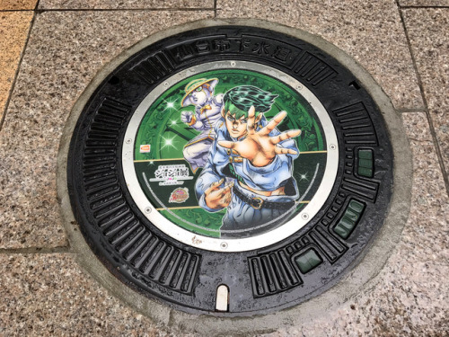 highdio:Photos of those Jojo manhole covers in Sendai at...