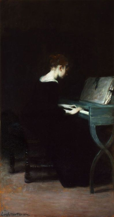 books0977:Painting of a young woman at the piano (1900)....