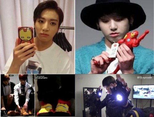 darkangelhome:Jungkook and his love for Iron Man^^