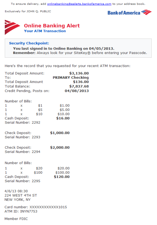 Fj Rudy — Bank Of America Atm Ereceipt