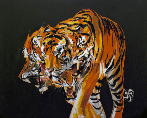 gaksdesigns:Tigers in the Night - Erik Olsonoil on canvas