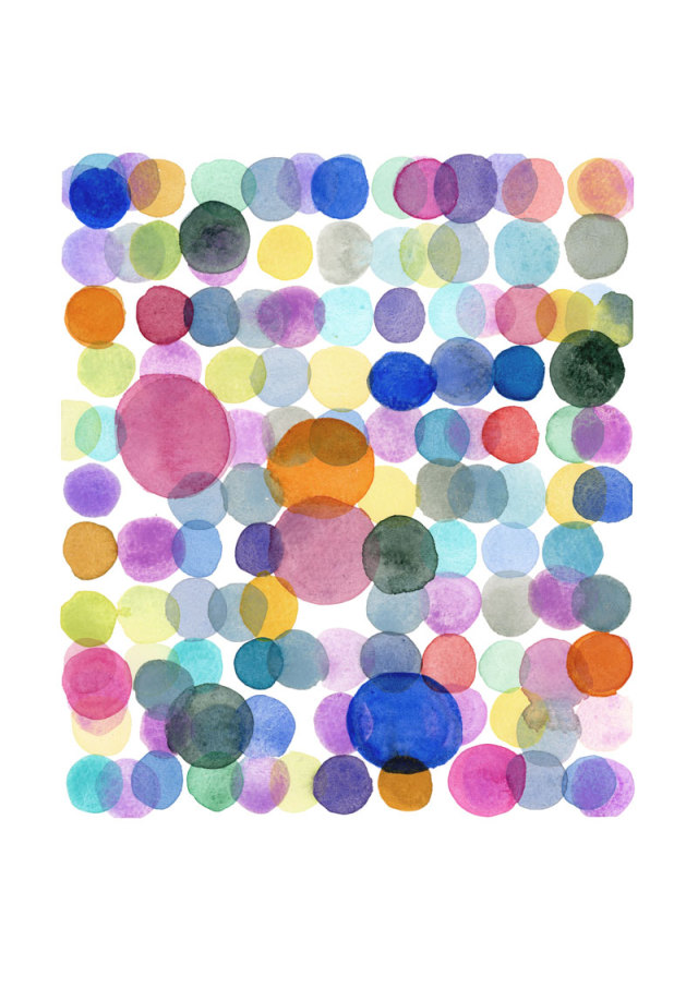 Colored dots abstract watercolor print colorful...