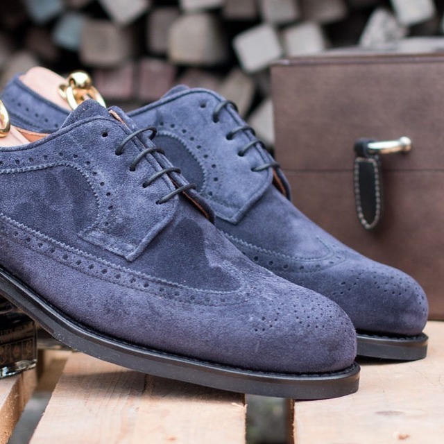 loake blue suede brogues