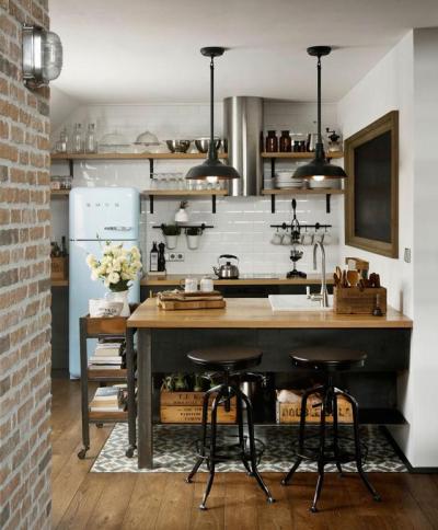 Charming little kitchen in Sofia, Bulgaria loft [1920 x 2322]