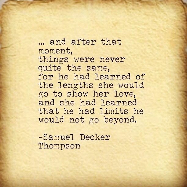 Samuel Decker Thompson — … and after that moment, things were never ...