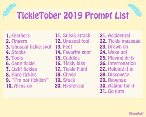 Shiptember 2019 Official Prompt List by beebesterart on DeviantArt