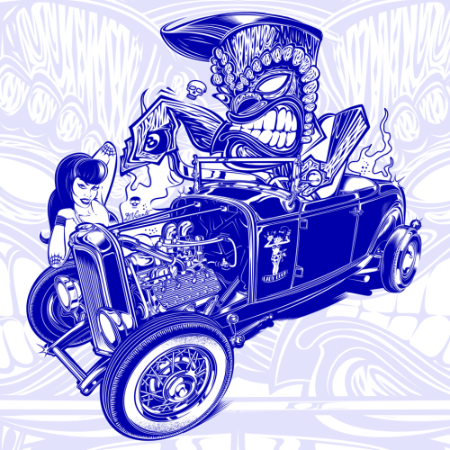 dvicente-art:Hot-rod & Tiki design - Chrom und Flammen...