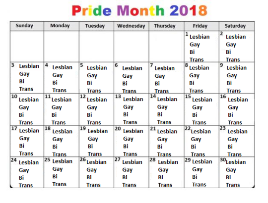 LGBT pride month is soon!Here’s a calendar of my own to show who can