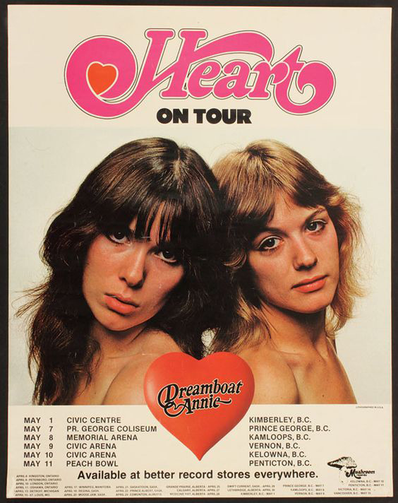 RockAndRollPicsAndThings — Heart, ad for Dreamboat Annie tour in 1976