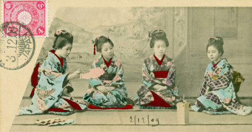 Tousenkyo or Fan-tossing 1909 (by Blue Ruin1)
“ A hangyoku (young geisha) playing the traditional Japanese game of tousenkyo (fan-tossing).
An explanatory video: www.youtube.com/watch?v=Pzb6kBfaG_4
A maiko playing tousenkyo:...