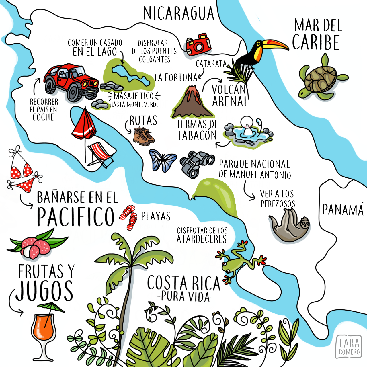 Mapa Ilustrado De Costa Rica Idibujos 1051