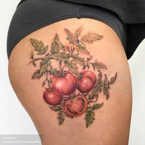 By Kate Sv, done in Manhattan. http://ttoo.co/p/35271 big;facebook;food;hip;illustrative;katesv;nature;thigh;tomato;twitter;vegetable;watercolor