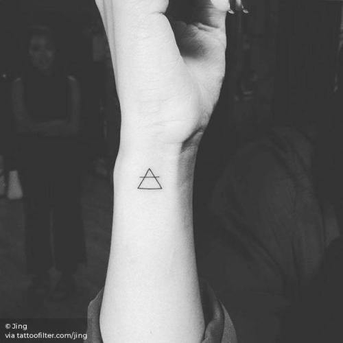 Tattoo tagged with: jing, small, air symbol, micro, symbols, line art,  tiny, ifttt, little, wrist, minimalist, earth symbol, alchemy, fine line |  