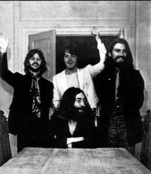 coolkidsofhistory:The last picture of all four Beatles together,...